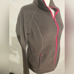 Columbia **Women's Olive Green Fleece Jacket with Pink Zipper
